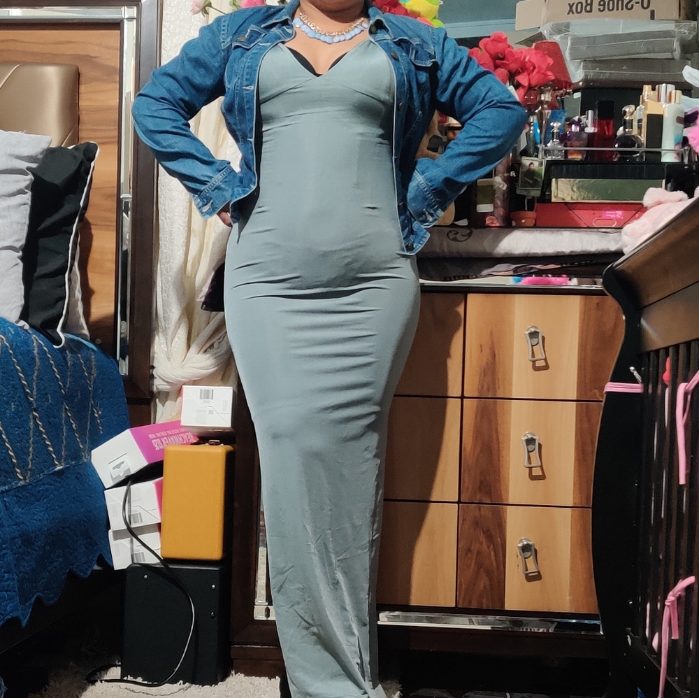 WANTMYLOOK STRAPPY LONG MAXI DRESS GRAY SIZE SMALL - Picture 6 of 8